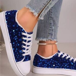 Blue Sequin Women's Sneakers